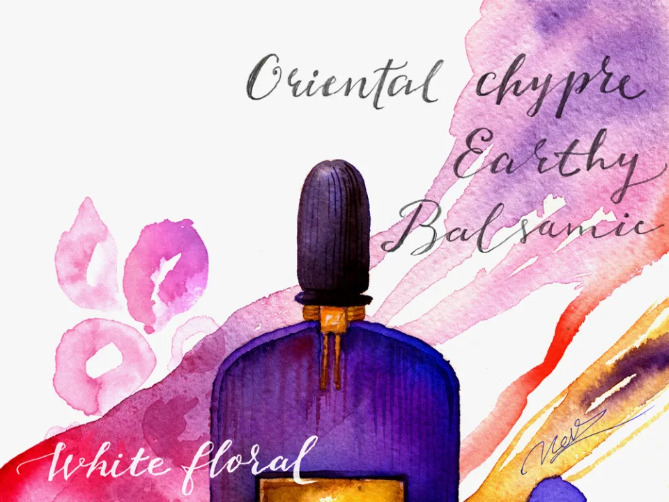 Black orchid perfume illustration