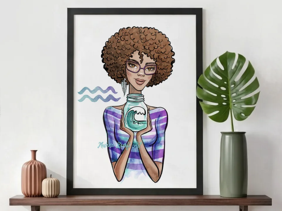 Custom zodiac illustration portrait
