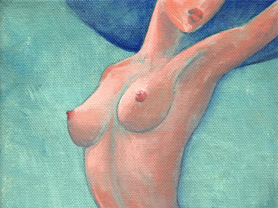 Blue hat woman